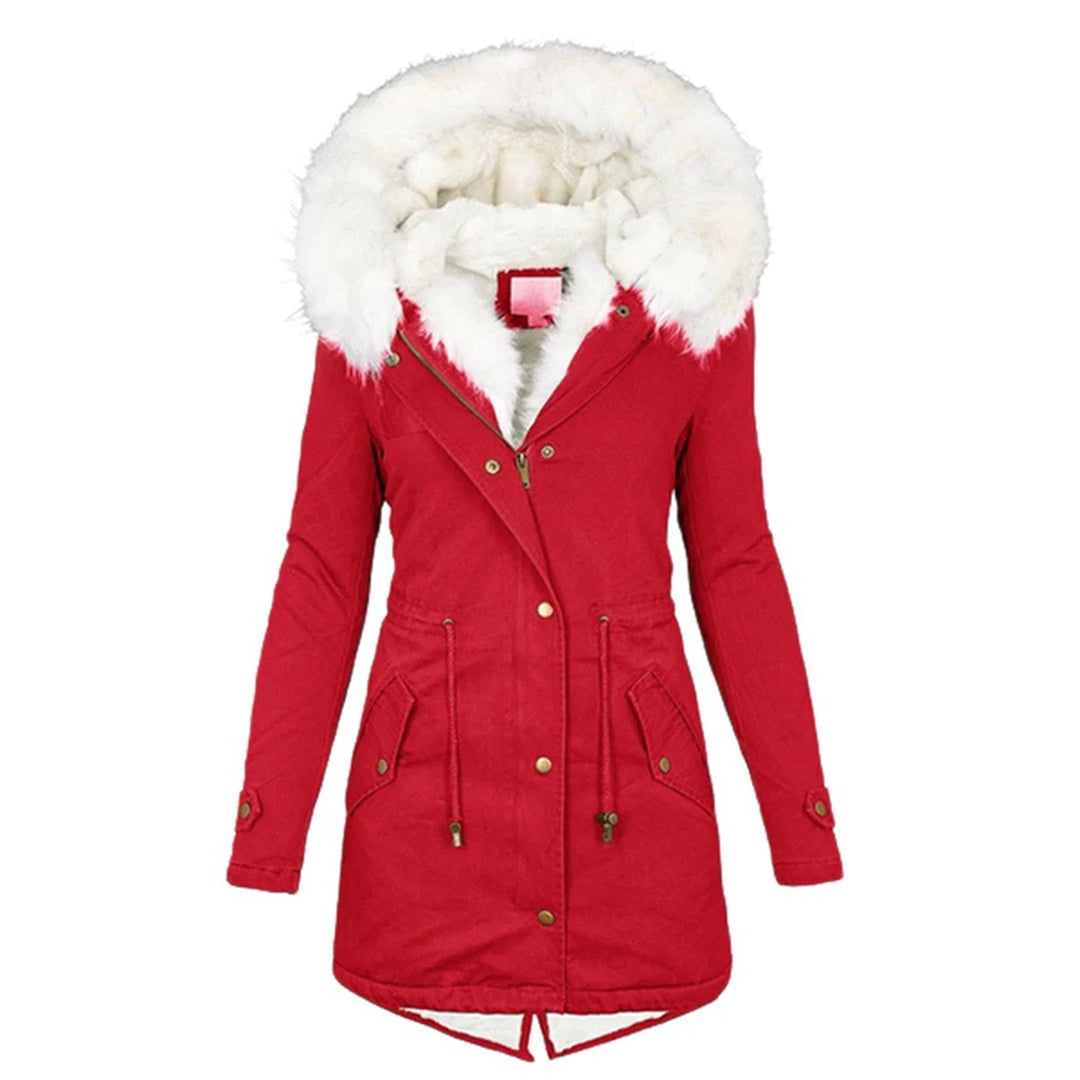 LM | Stylish warm coat with fur hood