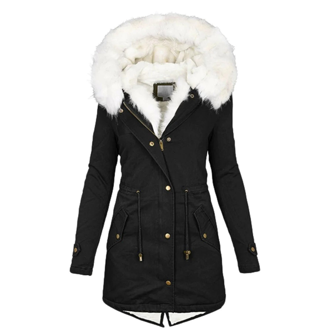 LM | Stylish warm coat with fur hood