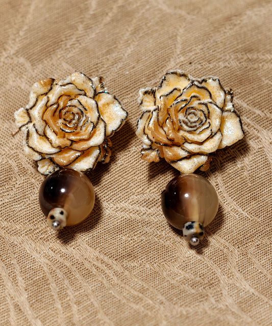 Retro Brown Alloy Resin Drop Earrings