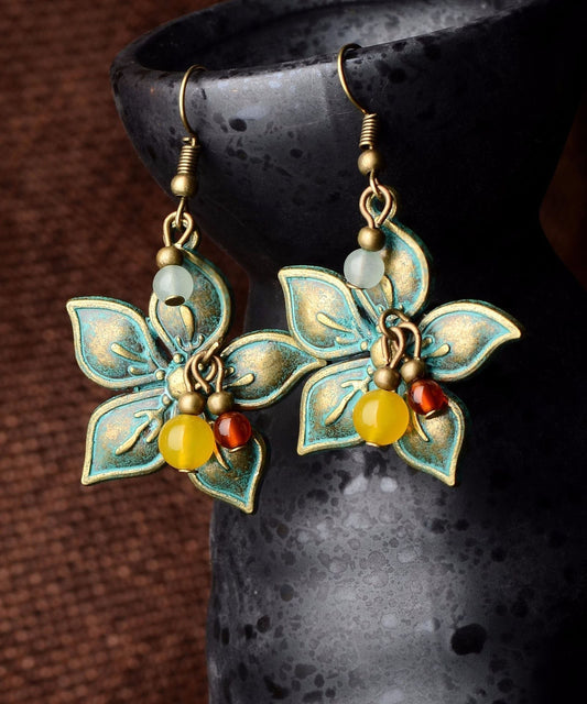 Retro Cherry Blossoms Made of Copper National Style Drop Earrings
