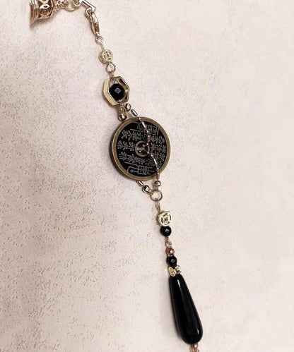 Retro Gold Copper Glass Beads Copper Coin Tassel Drop Earrings