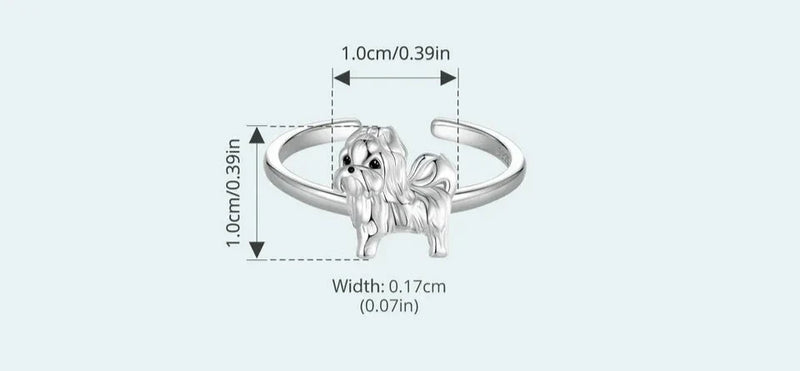 Sterling Silver Shih Tzu Ring