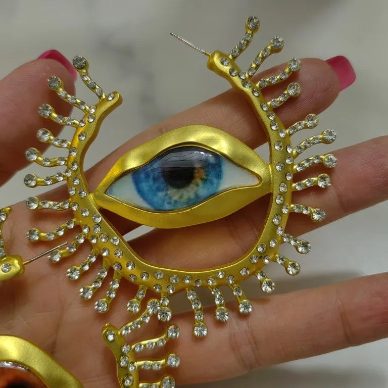 Asymmetrical Eye Hoop Earrings