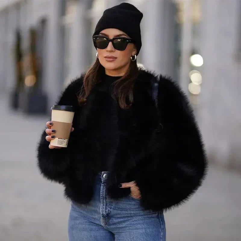 LM | Faux fur short ladies coat
