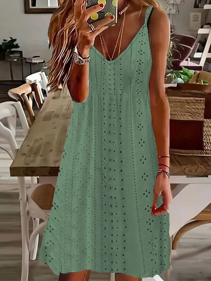 EP | 2024 AliExpress Europe et Etats-Unis Plus Size Femme Eté Nouveau Décolleté Jacquard V-cou Sangles Robe Unicolore