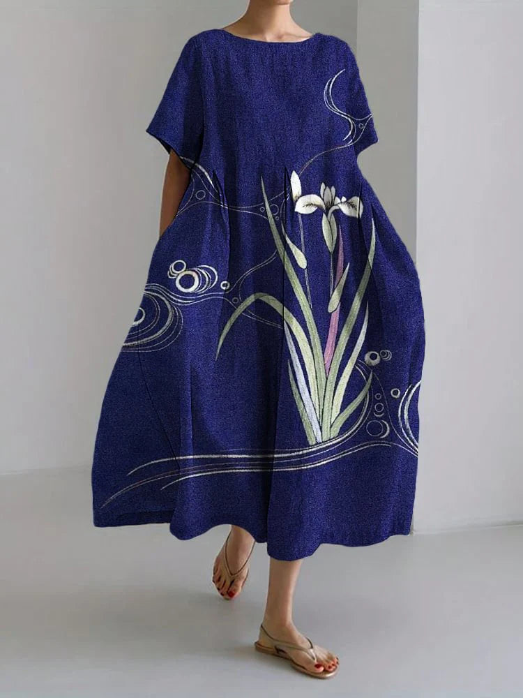 EP | 2024 Nouvelle Femme Col Rond Longue Robe Loisir Été Grande Taille Frais Poisson Imprimé Robe Route Vacances Manches Courtes