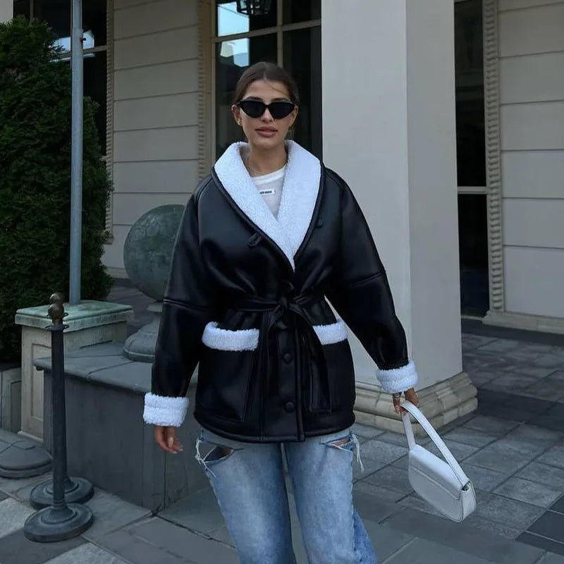 LM | Winter leather jacket with fur
