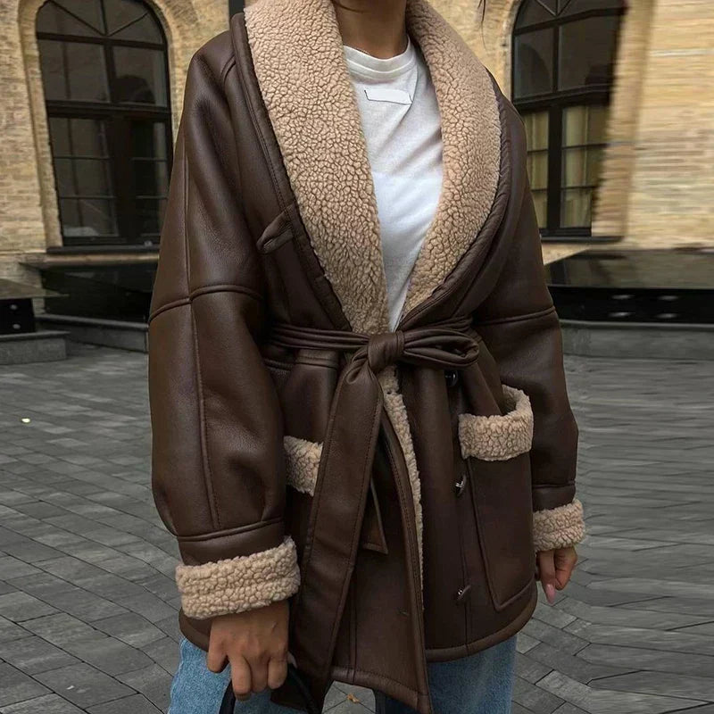 LM | Winter leather jacket with fur