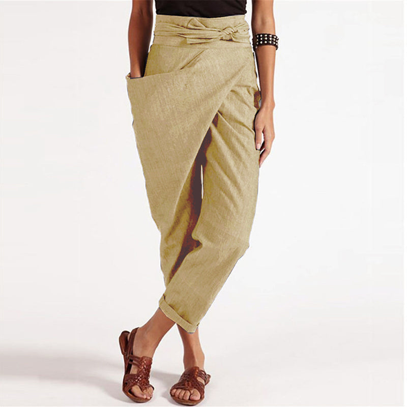 LM | Elegant cropped trousers with wrap front