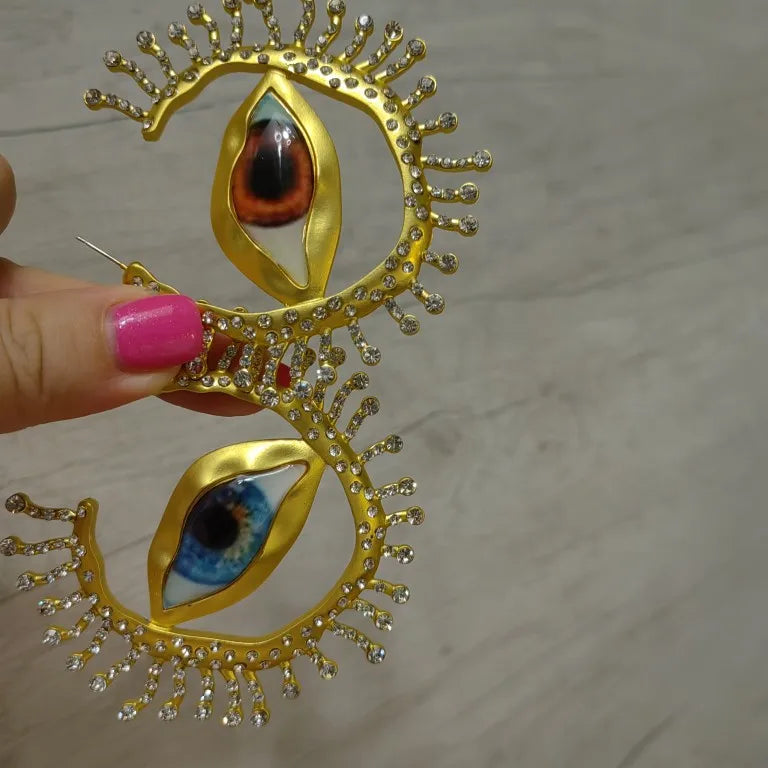 Asymmetrical Eye Hoop Earrings