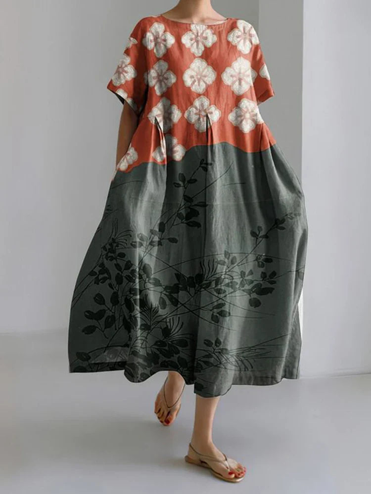 EP | 2024 Nouvelle Femme Col Rond Longue Robe Loisir Été Grande Taille Frais Poisson Imprimé Robe Route Vacances Manches Courtes