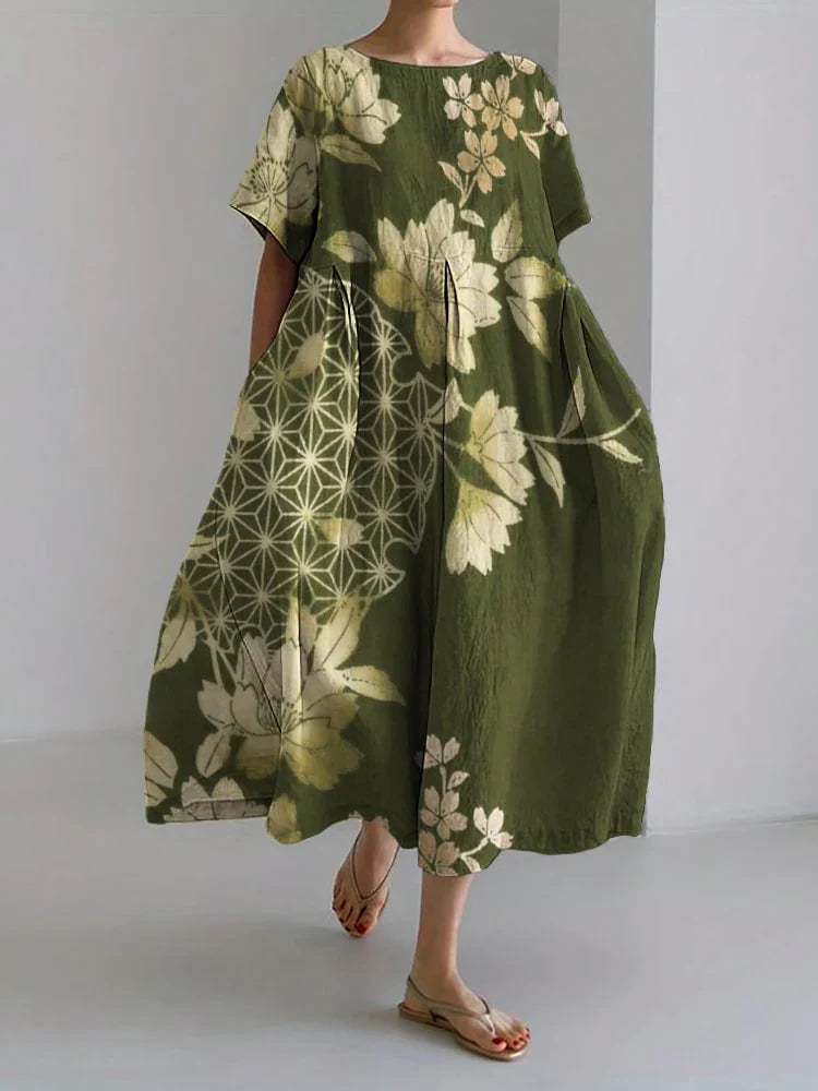 EP | 2024 Nouvelle Femme Col Rond Longue Robe Loisir Été Grande Taille Frais Poisson Imprimé Robe Route Vacances Manches Courtes