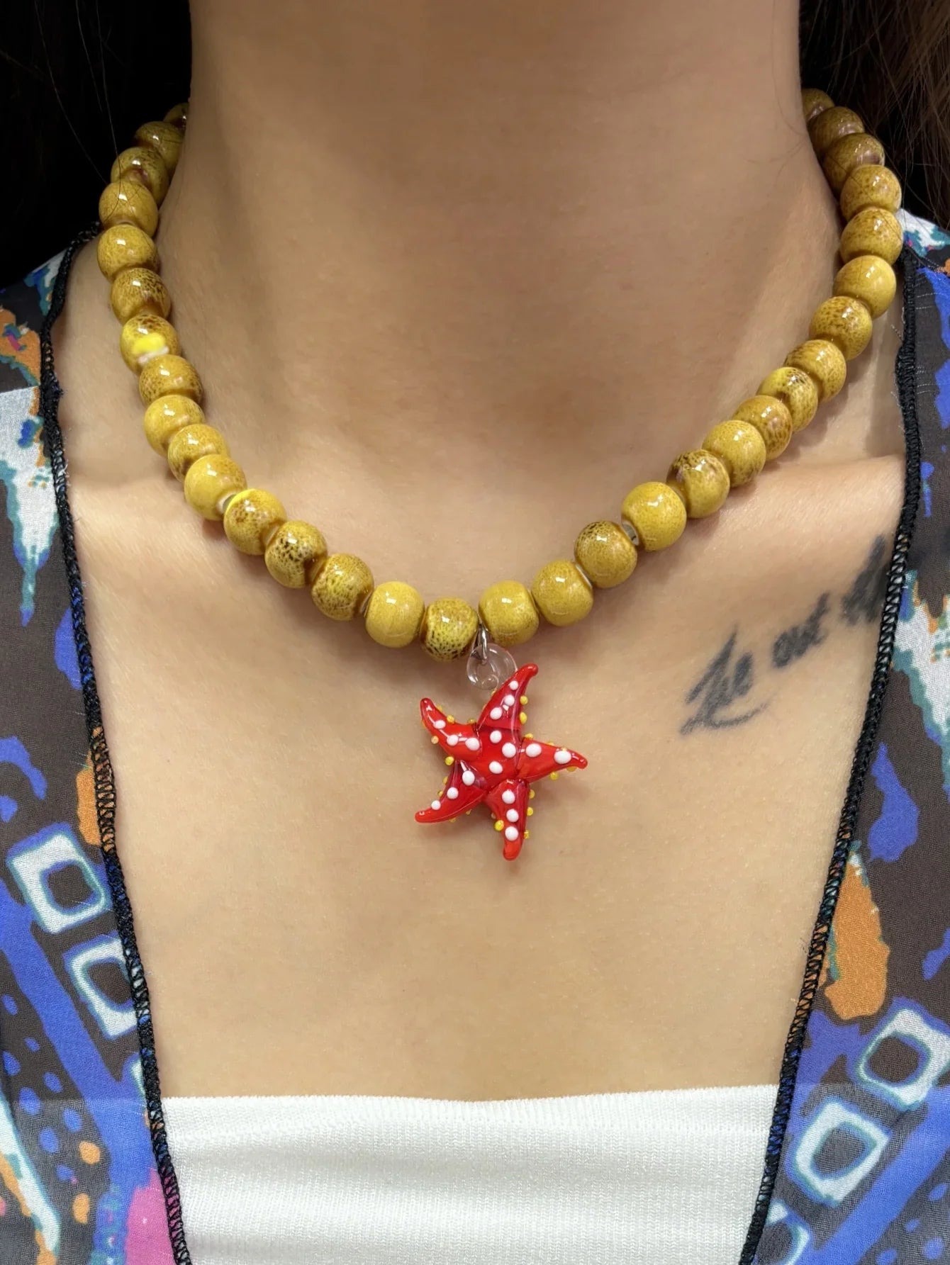 Glass Pendant Beaded Necklace
