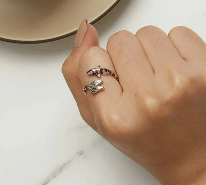 Sterling Silver Red Koi Carp Ring