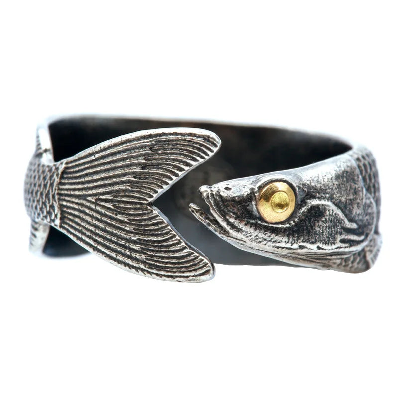 Sterling Silver Fish Open Ring