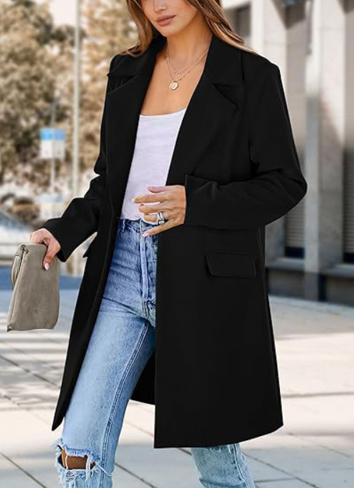 LM | Long coat with open front for women