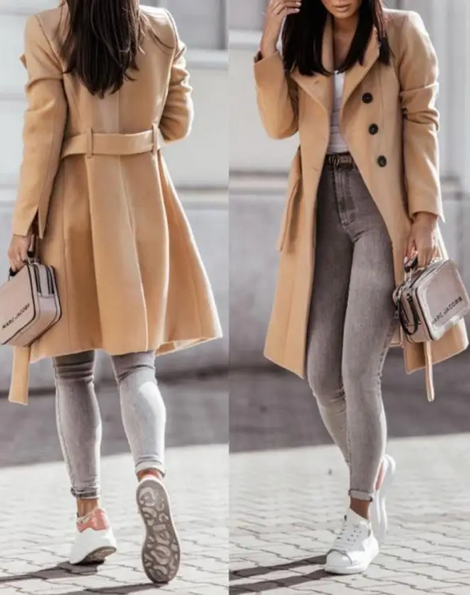 LM | stylish long coat with buttons