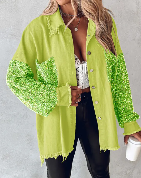 LM | contrasting coat with sequins for spring