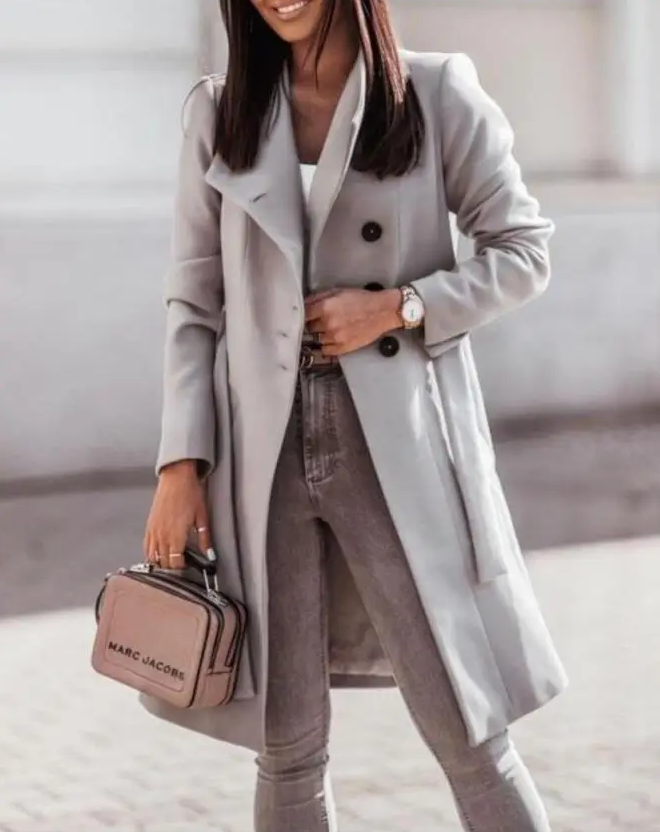 LM | stylish long coat with buttons