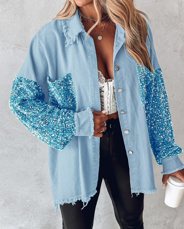 LM | contrasting coat with sequins for spring