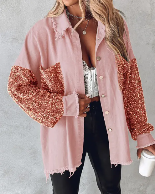 LM | contrasting coat with sequins for spring