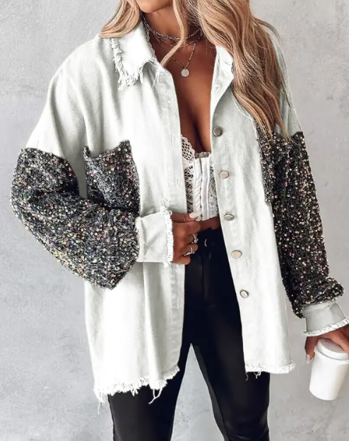 LM | contrasting coat with sequins for spring