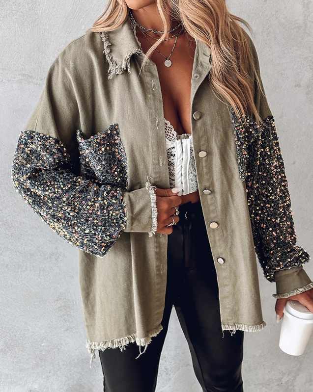 LM | contrasting coat with sequins for spring