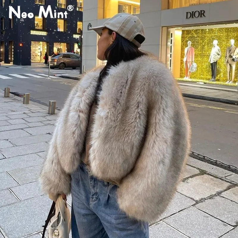 LM | Faux fur short ladies coat