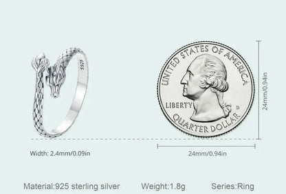 Sterling Silver Dragon Open Ring