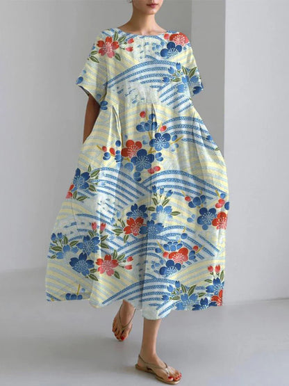 EP | 2024 Nouvelle Femme Col Rond Longue Robe Loisir Été Grande Taille Frais Poisson Imprimé Robe Route Vacances Manches Courtes