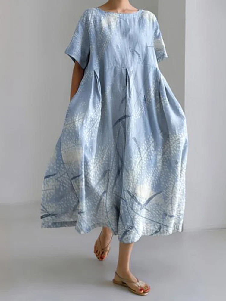 EP | 2024 Nouvelle Femme Col Rond Longue Robe Loisir Été Grande Taille Frais Poisson Imprimé Robe Route Vacances Manches Courtes