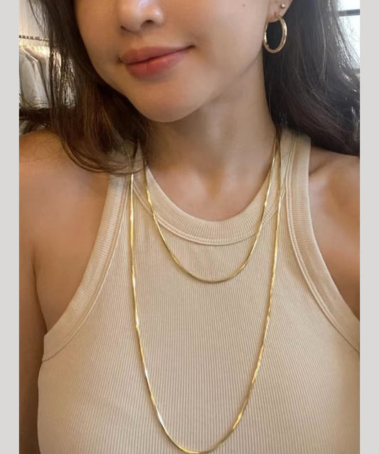 Simple Gold Stainless Steel Overgild Long Necklace Po061