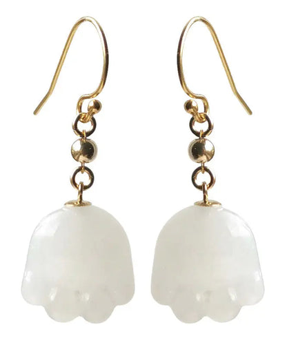 14k Gold Jade Cat Paw Drop Earrings