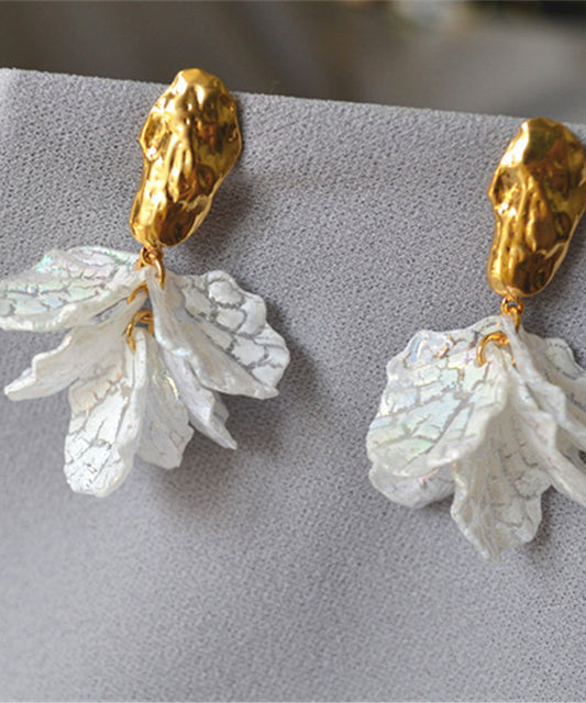 Simple White Acrylic Silver Stud Earrings