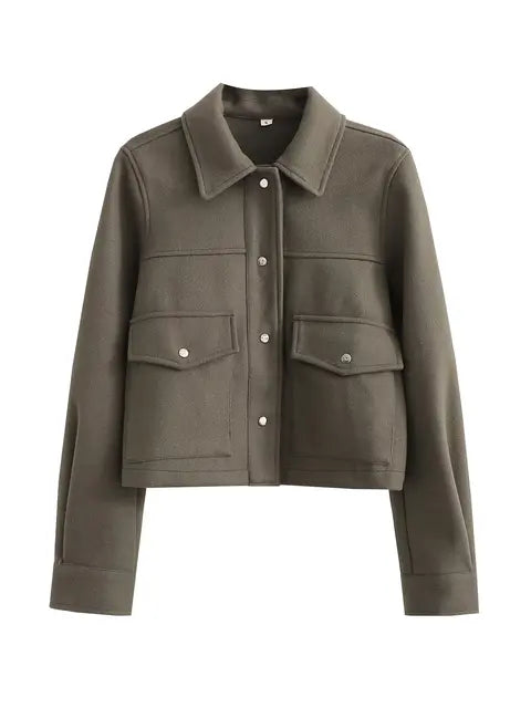 LM | Chic wool coat with button fastening for women