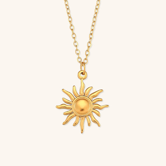 Solar Radiance - Gold Sun Pendant Necklace