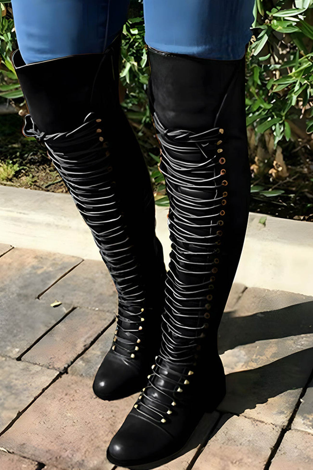 LM | Over-the-knee boots with lacing