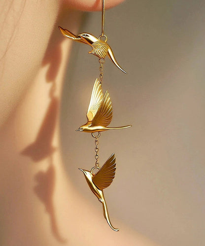 Style Gold Copper Overgild Swallow Drop Earrings