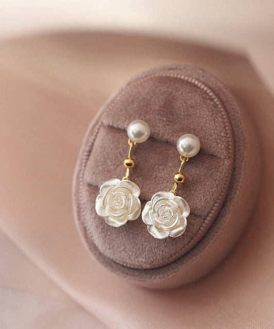 Style White Alloy Pearl Drop Earrings