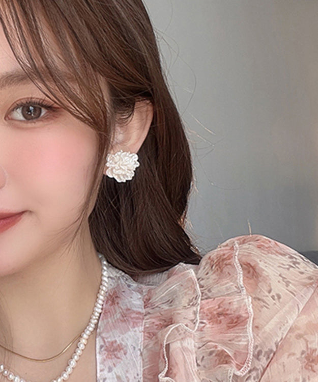 Style White Sterling Silver Acrylic Stud Earrings