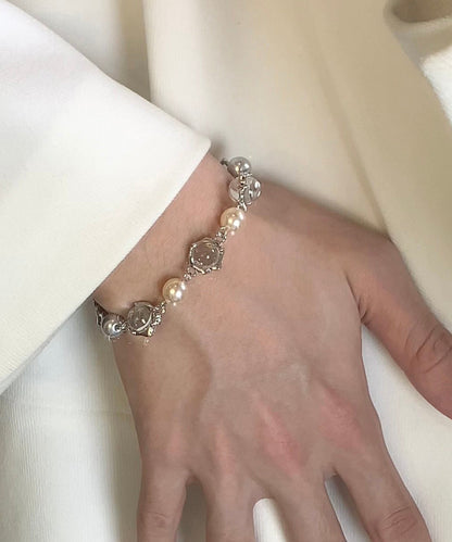 Stylish Adjustable Fine Pearl Wite Opal Tungsten Steel Bracelet