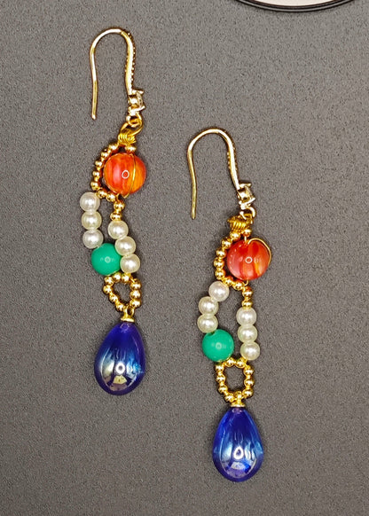 Stylish Blue Water Droplet Gem Stone Drop Earrings