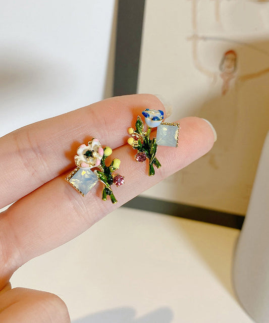 Stylish Multicolour Alloy Enamel Stud Earrings