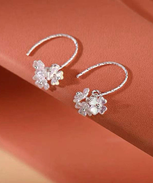 Stylish Silk Sterling Silver Acrylic Hoop Earrings