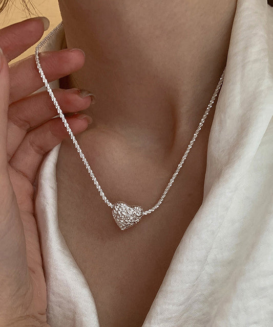 Stylish White Sterling Silver Chain Love Pendant Necklace Po006