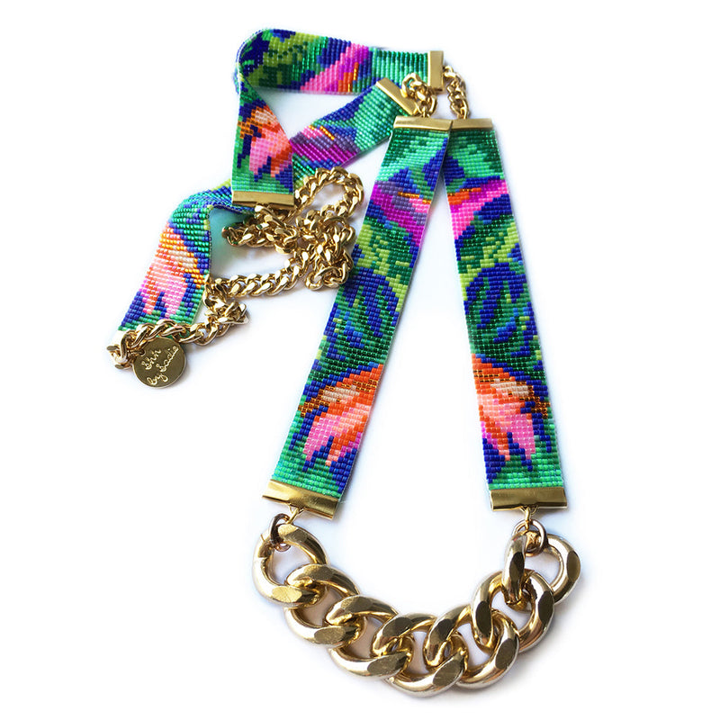 Jungle Print Beaded Necklace