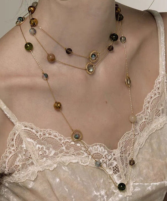 Unique Gold Metal Alloy Pearl Gypsophila Gratuated Bead Necklace Yr007