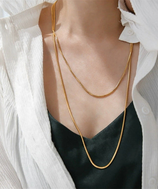 Unique Gold Stainless Steel Double Layer Sweater Necklace Yd016