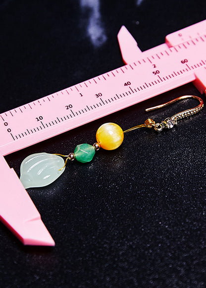 Unique Naturally Jade and Beeswax Drop Earrings