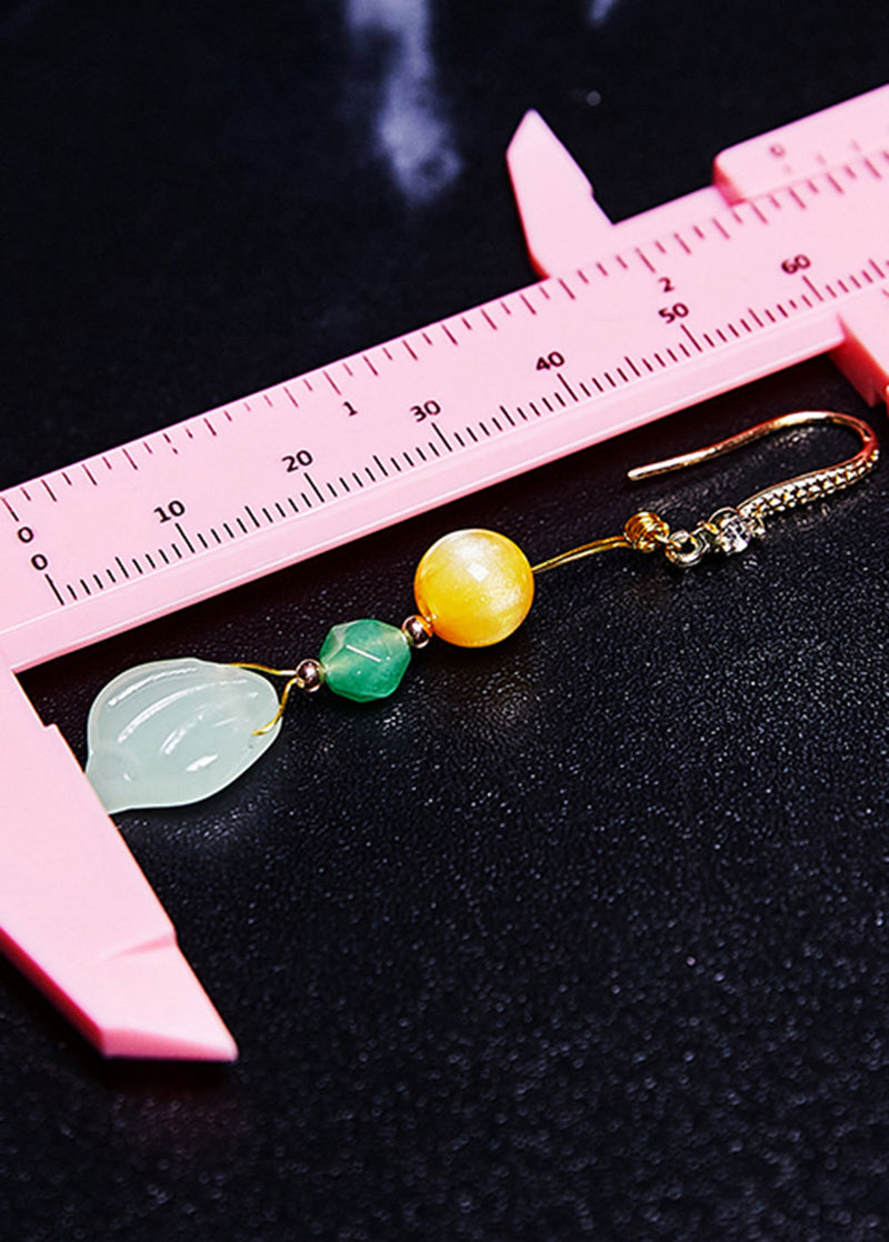 Unique Naturally Jade and Beeswax Drop Earrings